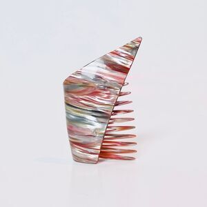 Hair Comb Pearlized Plastic Swirl Marble-Like Geometric Shape
